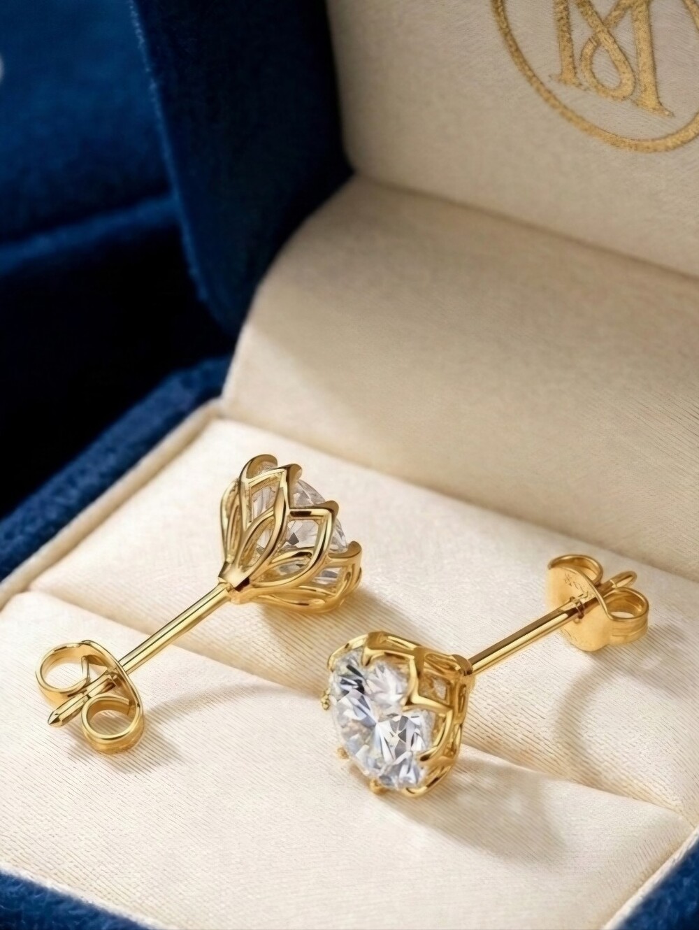 Moissanite 4 CTW Gold Stud Earrings